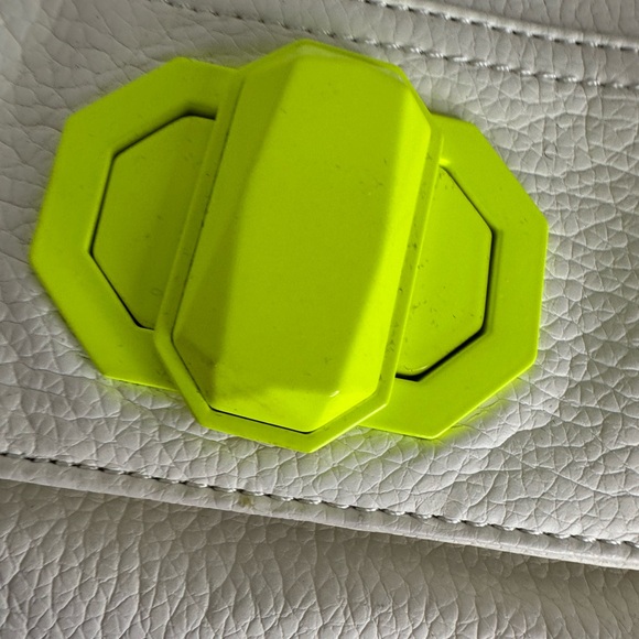 White Clutch with Neon Yellow Clasp - Picture 5 of 9